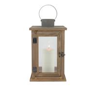 Stonebriar SB-5174B Rustic 12.5"""" Wooden Candle Lantern Large Brown