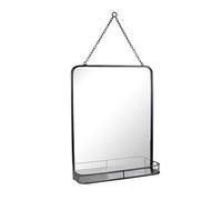 Stonebriar Specchio da parete con catena per appendere e mensola, metallo, nero, 51,8 x 40,9 cm