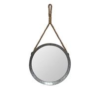 Stonebriar Specchio in metallo zincato rotondo rustico con anello da appendere in corda, decorazione per la casa in agriturismo, per bagno, camera da letto e soggiorno