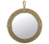 Stonebriar Vintage Nautical 16.5" Round Specchio da Parete con Bordo Avvolto in Corda e Anello per Appendere, Vetro, Marrone Chiaro, Rotondo