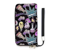 Stoned Trippy Drug Theme e Cool Psychedepic Character Slim Wallet per le donne borsa lunga carino pochette da polso borsa porta carte, Stile:, 20x10.5cm