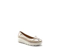Stonefly 219070 Plume Laminated Simply Taupe Ballerine Confort Donna in Pelle Traforata Zeppa Alta (Taglia 40)
