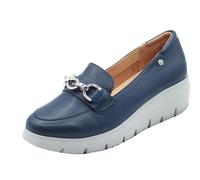 Stonefly 220757 Plume Nappa Ocean Blue Mocassini Confort per Donna in Pelle Zeppa Media (Taglia 38)