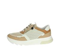 Stonefly 220905 Birch White Beige Cuoio Scarpe Donna Sneakers Lacci Zip Pelle Forata 36