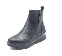 Stonefly 221731 Nappa BlackTronchetti per Donna in Pelle con Lampo e Zeppa Media (Taglia 36)