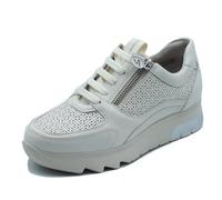 Stonefly 222509 Spock 45 White Bianco Scarpe Donna Sneakers Lacci Zip Pelle Forata 40