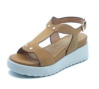 Stonefly 223717 Parky 36 Tobacco Sandali per Donna in Pelle Nabuk con Zeppa Alta (Taglia 36)