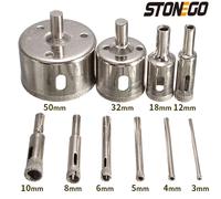 STONEGO 10 pezzi punta da trapano per sega a tazza con rivestimento diamantato per piastrelle, marmo, vetro, ceramica, set di punte da trapano 3mm-50mm