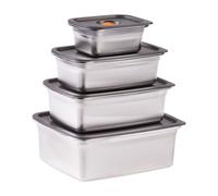 Stoneline 4 contenitori in acciaio inossidabile + 4 coperchi neri