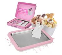 STONELINE by Mr. Ice Cream Rolls ORIGINALE Piastra di Gelato Istantaneo 26x21x3,5 cm, 2 Spatole Gelatiera Manuale Macchina per Gelato Arrotolato Sorbetto Yogurt Congelato Ice Cream Rolls Maker, Rosa