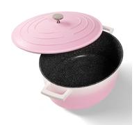 STONELINE Casseruola Induzione con Coperchio 32 cm, 6,6 L, Pentola Antiaderente Rivestimento con Vere Particelle di Pietra, Rostiera Cocotte per Tutti i Tipi di Piani Cottura e Forno, Colore: Rosa