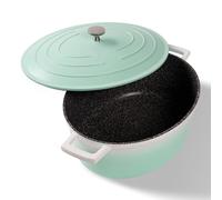 STONELINE Casseruola Induzione con Coperchio 32 cm, 6,6 L, Pentola Antiaderente Rivestimento con Vere Particelle di Pietra, Rostiera Cocotte per Tutti i Tipi di Piani Cottura e Forno, Colore: Menta