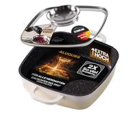 STONELINE Casseruola Quadrata 20 cm, Tegame 2 Manici Coperchio Salva-Aroma Alluminio Pressofuso, Rivestimento Antiaderente con Vere Particelle di Pietra, A Induzione Forno Tutti i Piani, Crema