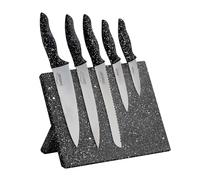 STONELINE Ceppo Magnetico con 5 Coltelli in Acciaio Inossidabile, Rivestimento in Titanio, Supporto Pieghevole