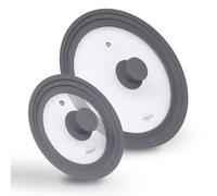 STONELINE Coperchio in vetro multifunzionale, 2 pezzi, con bordo in silicone,