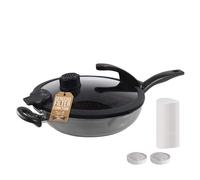 STONELINE FUTURE Padella Alta 28 cm Coperchio Cappa Aspirante più Piccola Filtro Antiodore, Padella Induzione Grande Bordi Alti, Padella Antiaderente con Vere Particelle Pietra, Tutti i Piani Cottura