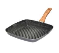 Stoneline Griglia quadrata in alluminio,28cm Manico effette legno