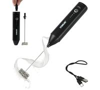 STONELINE Montalatte Elettrico USB Ricaricabile Doppia Frusta in Acciaio Inox, 3 Velocità, Potente Schiumalatte Frullino Schiumatore per Cappuccino Caffè Latte Cocktail, Miscelatore per Bevande, Nero
