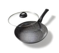 STONELINE Padella Antiaderente in CERAMICA 24 cm, con Coperchio, Rivestimento Antiaderente con Vere Particelle di Pietra in CERAMICA Senza PFAS, a Induzione, Tutti i Piani Cottura