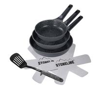 STONELINE SMART Set di Padelle 6 pezzi 20/24/28 cm, Alluminio Pressofuso, Manico Rimovibile, Tutti i Tipi di Piani Cottura, Antiaderente con Vere Particelle di Pietra, Grigio