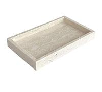 StonePlus Elegante vassoio portagioie in marmo naturale, piccolo organizer in pietra per camerino/bagno/caffetteria (travertino beige, 24 x 14 x 1,18 cm)