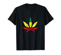Stoner per ganja con design a foglia di marijuana reggae medico THC Maglietta