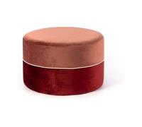 Stones, Pouf Poggiapiedi Imbottito in Velluto, Poggiapiedi Divano, Tavolo da Trucco, Camera, Modello Olivia, Colore Rosa Antico e Bordeaux, 62 x 62 x h 39 cm