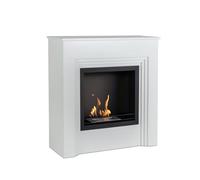 STONES HOME FURNITURE, Caminetto a Bioetanolo da Parete, Senza Fumo, Bruciatore in Acciaio da 1,5 l, Durata Fiamma 3 ore, Modello Family, Colore Bianco e Nero, 96 x 35 x h 96 cm