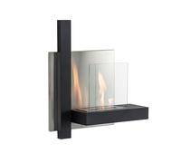 STONES HOME FURNITURE, Caminetto a Bioetanolo da Parete, Senza Fumo, Bruciatore in Acciaio da 1,5 l, Durata Fiamma 3 ore, Modello Chassis, Colore Nero con Vetro Temperato, 75 x 63 x h 22 cm