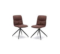 STONES HOME FURNITURE, Set 2 Sedie Imbottite in Microfibra Effetto Velluto con Gambe in Metallo, Sedie Sala da Pranzo e Ufficio, Multiuso, Modello Alba, Colore Marrone, 43 x 38 x 87 cm