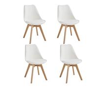 STONES HOME FURNITURE, Set 4 Sedie Imbottite in Similpelle con Gambe in Legno, Sedie Sala da Pranzo e Ufficio, Versatili e Antiurto, Modello Tommy, Colore Bianco, 52 x 48.5 x 82 cm