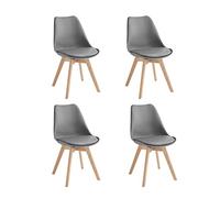 STONES HOME FURNITURE, Set 4 Sedie Imbottite in Similpelle con Gambe in Legno, Sedie Sala da Pranzo e Ufficio, Versatili e Antiurto, Modello Tommy, Colore Grigio, 52 x 48.5 x 82 cm
