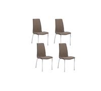 STONES HOME FURNITURE, Set 4 Sedie Imbottite in Similpelle con Gambe in Metallo Verniciato, Sedie Sala da Pranzo e Ufficio, Multiuso, Modello Viva, Colore Marrone Vintage, 43 x 44 x 92 cm