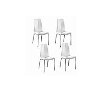 STONES HOME FURNITURE, Set 4 Sedie Imbottite in Similpelle con Gambe in Metallo Verniciato, Sedie Sala da Pranzo e Ufficio, Multiuso, Modello Viva, Colore Bianco, 43 x 44 x 92 cm