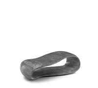 STONES HOME FURNITURE, Tavolino Salotto Rotondo in Compensato Marino Ricoperto da Tasselli di Pietra Fossile Gray Stone, Modello Scarf, Colore Grigio Scuro, 60 x 123 x h 34 cm