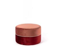 Stones, Pouf Poggiapiedi Imbottito in Velluto, Poggiapiedi Divano, Tavolo da Trucco, Camera, Modello Olivia, Colore Rosa Antico e Bordeaux, 62 x 62 x h 39 cm