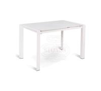 stones - Tavolo Allungabile Top In Vetro Acidato Struttura Metallo Bianco Pixel Om 189 Bi