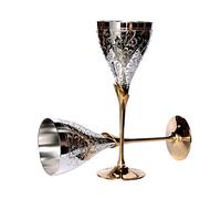 StonKraft Bicchierini in ottone placcato in rame inciso, calici champagne, bicchieri da cocktail, set di due, ideale anche per muli moscoviti (Argento spesso)