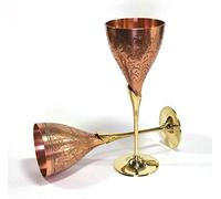 StonKraft Bicchierini in ottone placcato in rame inciso, calici champagne, bicchieri da cocktail, set di due, ideale anche per muli moscoviti (Finitura in rame)