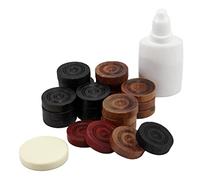 StonKraft Confezione combinata di 24 monete Carrom in legno, 2 regine, 1 attaccante e 1 polvere