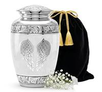 STONLIF Urna crematoria con ali d'angelo per ceneri umane per la casa, la sepoltura o il funerale | Urne crematorie per adulti per uomo e donna | Urna decorativa | Urna per mamma, papà (White)