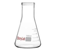 StonyLab 1-Pack 100ml Bocca Stretta Erlenmeyer Boccette di Vetro Glass Flasks con Bordo Resistente - (100ml Adatte per Tappo in Gomma StonyLab 5#)