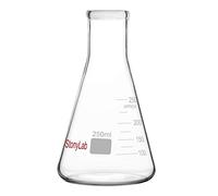 StonyLab 1-Pack 250ml Bocca Stretta Erlenmeyer Boccette di Vetro Glass Flasks con Bordo Resistente - (250ml Adatte per Tappo in Gomma StonyLab 7#)