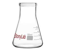 StonyLab 1-Pack 50ml Bocca Stretta Erlenmeyer Boccette di Vetro Glass Flasks con Bordo Resistente - (50ml Adatte per Tappo in Gomma StonyLab 4#)