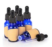 Stonylab 15 ml (0,5 once) 6-Pack Flacone Contagocce in Vetro Marrone, Vuoto con Contagocce Conico, Tappo Interno ed Etichetta per Oli Essenziali e Fragranze