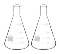 StonyLab 2 Pezzi Boccette di Erlenmeyer a Bocca Stretta 2000ml con Bordo Resistente Narrow Mouth Erlenmeyer Flasks - 2000ml