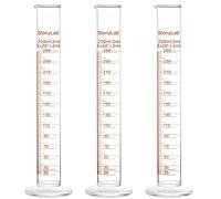 StonyLab 3 Pezzi 250 ml Cilindro Graduato in Vetro Borosilicato, Glass Cylinder - 250 ml