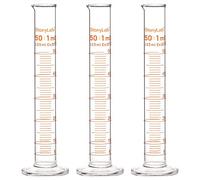StonyLab 3 Pezzi 50 ml Cilindro Graduato in Vetro Borosilicato, Glass Cylinder - 50 ml