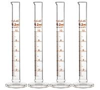 StonyLab 4 Pezzi 10 ml Cilindro Graduato in Vetro Borosilicato, Glass Cylinder - 10 ml