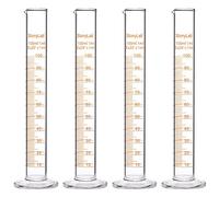 StonyLab 4 Pezzi 100 ml Cilindro Graduato in Vetro Borosilicato, Glass Cylinder - 100 ml